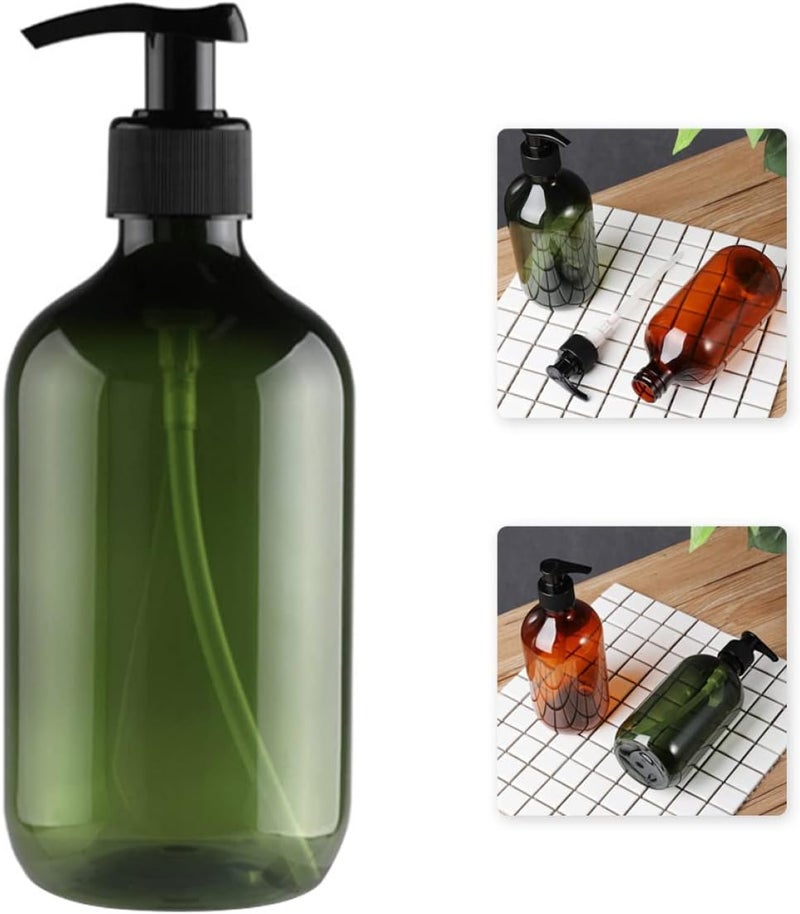 woobles Refillable Cosmetic Pump Dispensers, 300ml Empty Pump Lotion Bottle, Refillable Lotion Shampoo Liquid Dispenser, Shower Gel Container for Traveling(Green) - Image 3